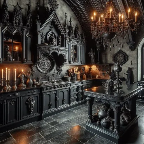 14335 gothic kitchen stone wood